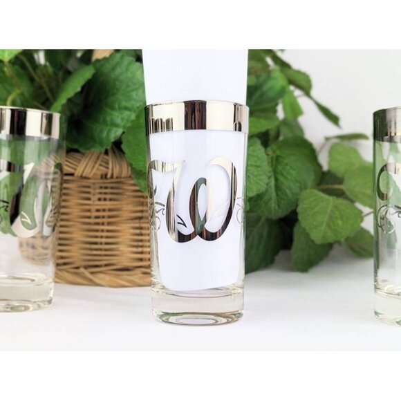 Set of 8 Mid Century Drinkware Mercury Silver Rim Glasses Queen's Lusterware "W" - Picture 7 of 10